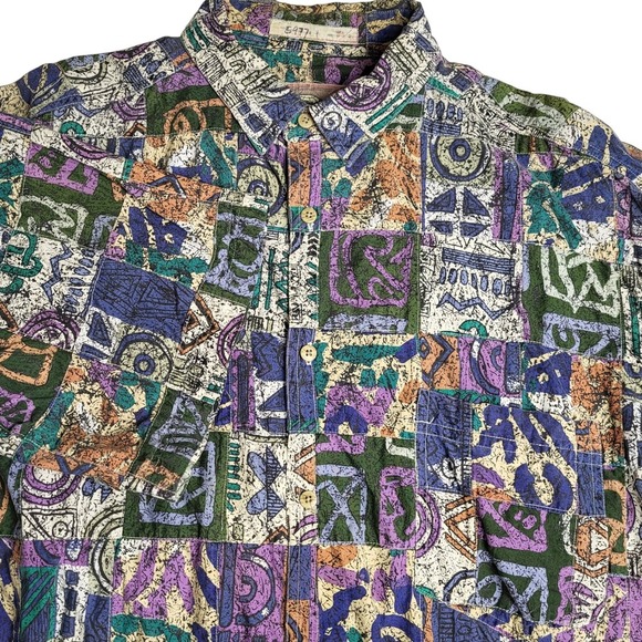 Vintage American Terrain Robert Peritz Abstract Print Button Up Shirt No Size - Picture 4 of 7